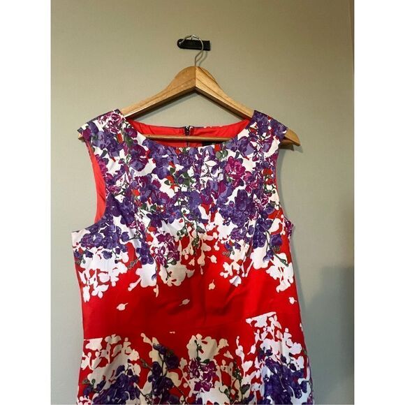 Adrianna Papell Women’s Size 12 Sheath Dress Fit and Flare Floral Print Cotton - Picture 4 of 12